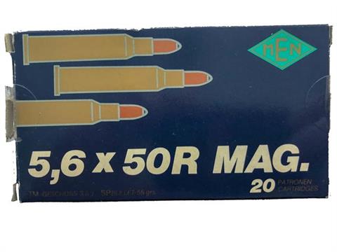 Büchsenpatronen 5,6 x 50 R Magnum, MEN, § frei ab 18