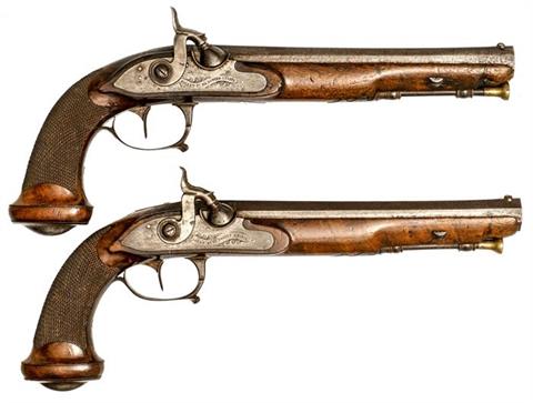 pair of percussion travel pistols, Pignet Paris, 15 mm, #without, § unrestricted