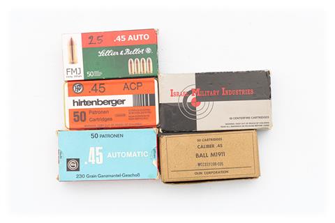 pistol cartridges .45 ACP, various makers, bundle lot, § B