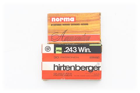 rifle cartridges .243 Win., Norma & HP – bundle lot, § unrestricted