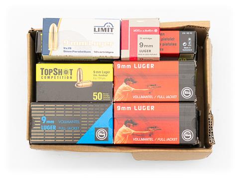 pistol cartridges 9 mm Luger, various makers, bundle lot - § B
