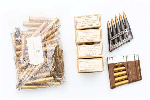 collector's cartridges 8 x 57 IS and 8 x 56 R M.30 S as well as 7,5 x 55 Swiss, § A/B