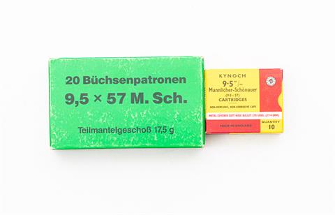 Büchsenpatronen 9,5 x 57 Mannlicher-Schönauer, Dorfner & Kynoch, § frei ab 18