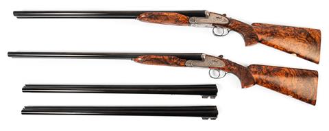 Pair of sidelock S/S shotguns, Armas Maguregui - Eibar, 12/76, #A0241 & A0242, with interchangeable barrels, § C +ACC.