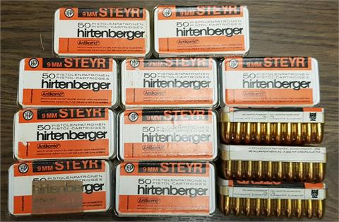 Pistolenpatronen 9 mm Steyr Hirtenberger 12 Packungen § B