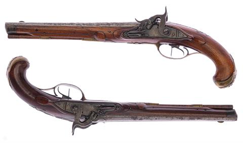 A pair of double barreld percussion pistols Lazaro Lazarino  cal. 11 mm serial #without number  category § unrestricted