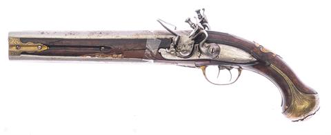 Flintlock over-and-under pistol unknown manufacturer Cal. 17 mm #without number § free from 18